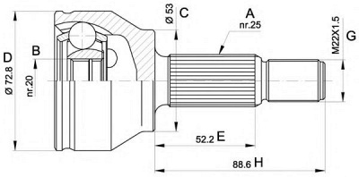 OPEN PARTS cvj551310 -  Шарнирный комплект, приводной вал